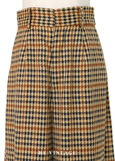 紳士偵探千鳥格高腰寬版長褲（24"）3