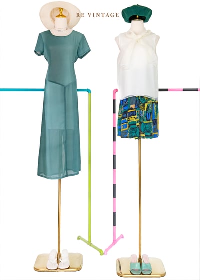 抽象畫色塊派對高腰寬版短褲（26-30"）2