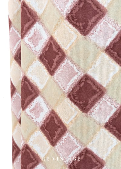 酒紅與米白的棋盤詩篇長裙（26"）4