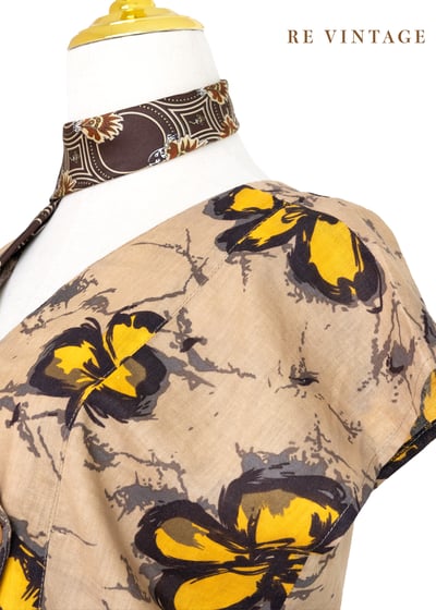 Ginger 棕色大黃花落肩上衣11