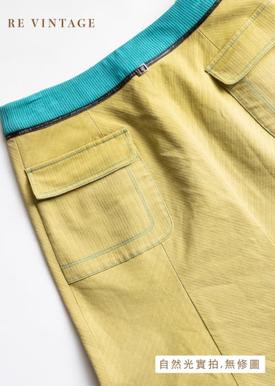 漂亮的芥末黃對比拼接中長裙（26"）11
