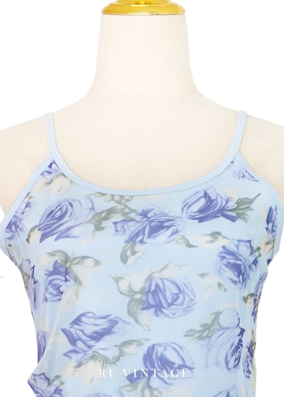 水藍玫瑰網紗細肩帶洋裝6