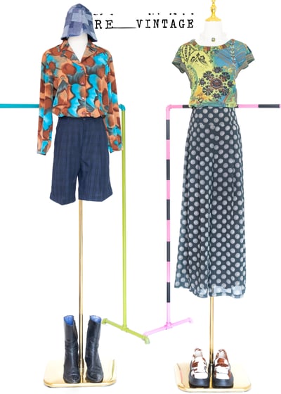 深藍色線條高腰西裝短褲（26"）2