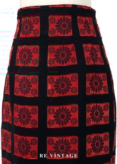 紅黑花朵定格照片高腰短裙（29"）3