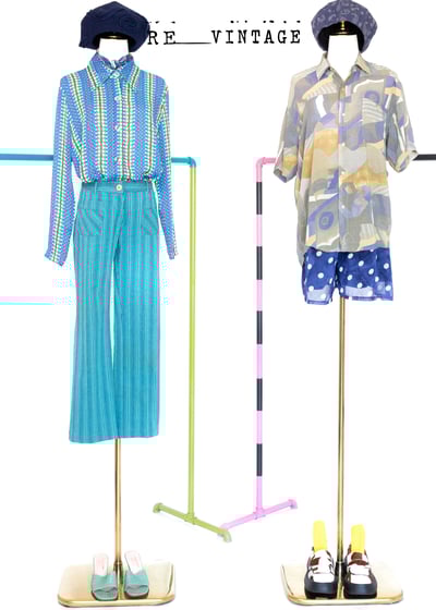 美臀綠花刺繡藍綠色直筒褲4