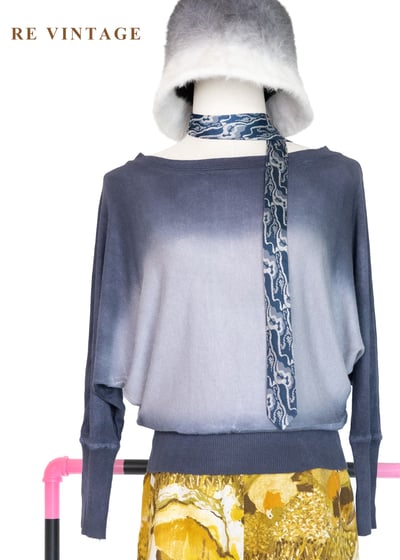 藍墨染漸層雲霧飛鼠袖針織上衣1