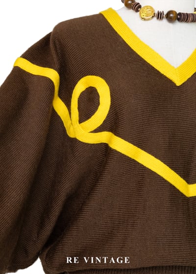 巧克力檸檬黃飛鼠袖調皮針織毛衣5