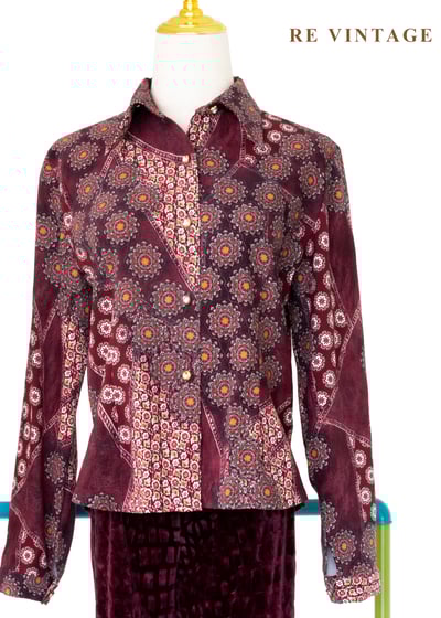 酒紅拼花的秘密訊號上衣1