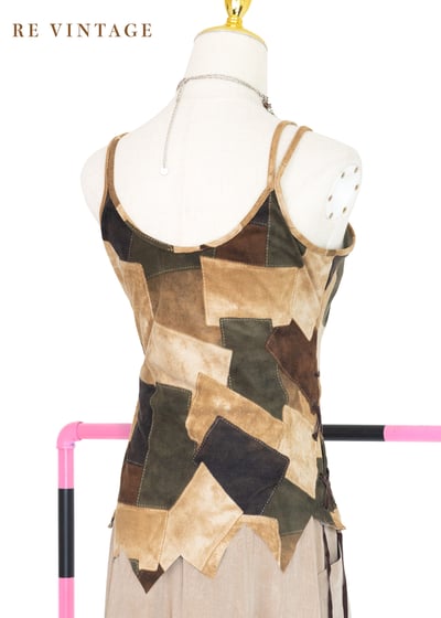 『歐洲寶物』大地系仙女薄款麂皮細肩帶背心8