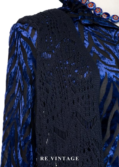 Dark Navy長版圖騰鉤針罩衫5