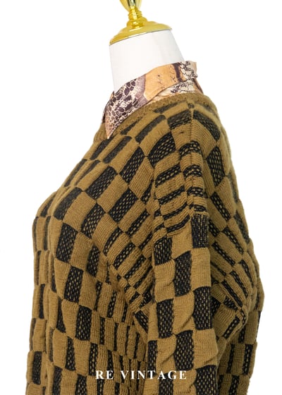 焦黃色Waffle格紋針織毛衣10