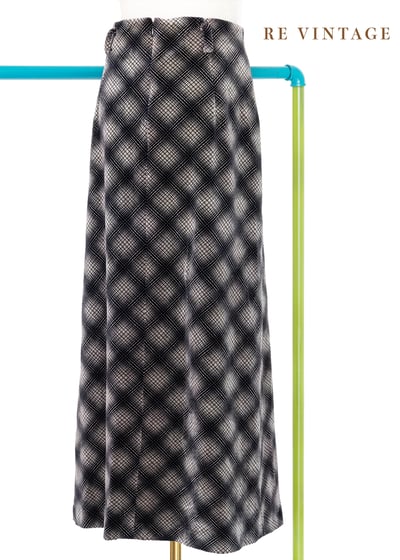 黑線灰灰菱格紋路絨布長裙（27"）6