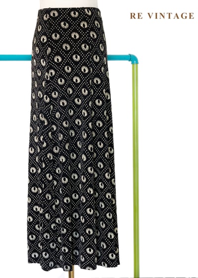 奶黃孔雀眼波點長裙（26-30"）1