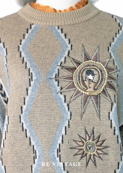 荒漠預言家 - 塔羅星相刺繡圖騰針織毛衣3