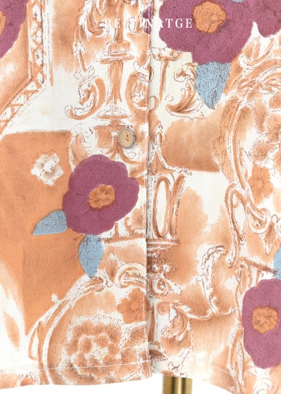 晨曦橘紫色小花長袖襯衫10