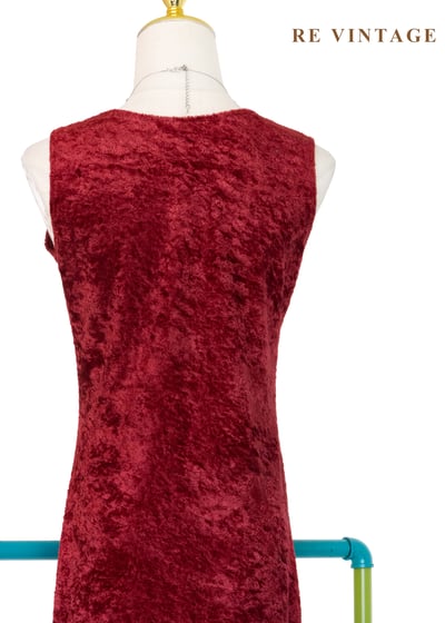 紅酒短絨火辣光澤長洋裝10