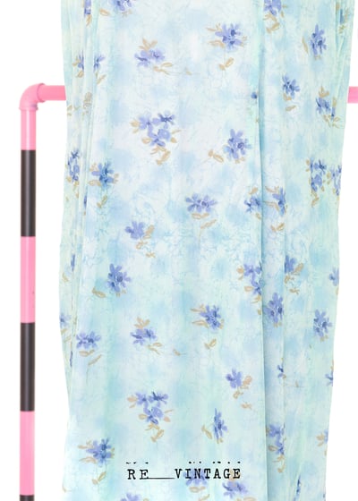 薄荷綠藍色小花寬版長洋裝12