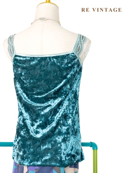 地中海晨曦 - 交錯肩帶絨布細肩帶背心8