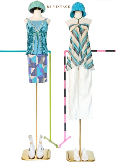 海灘假期 - 水中倒影動態美平口上衣2