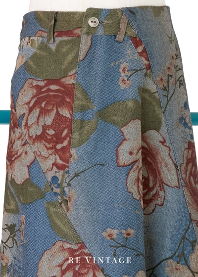 復古牡丹綠葉牛仔美裙（28"）3