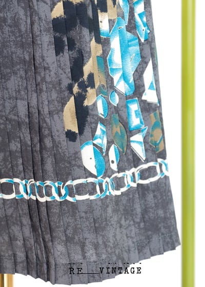 灰綠色幾何豹紋百摺短裙4