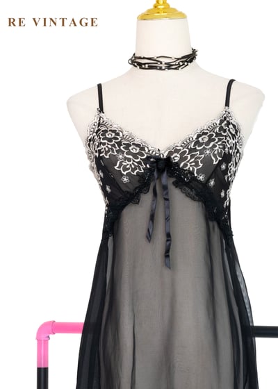 浪漫黑花園細肩帶透膚洋裝4