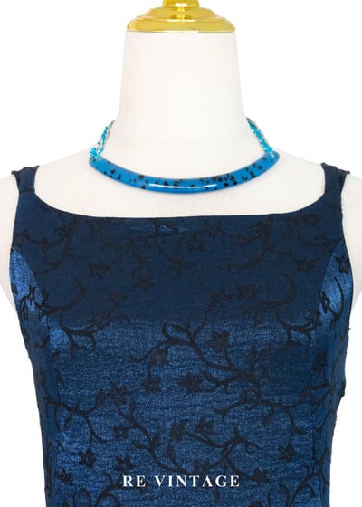 藤蔓藍光銀河優雅細肩帶長洋裝8