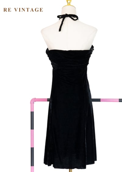 黑魔女娃娃繞頸黑絨迷你洋裝8