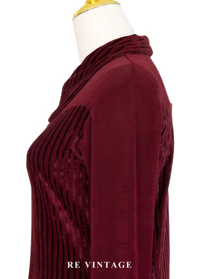 法式優雅直條勃根地紅絨布洋裝7