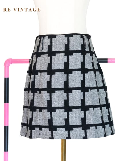 錯視階梯格紋毛呢短裙（28"）7