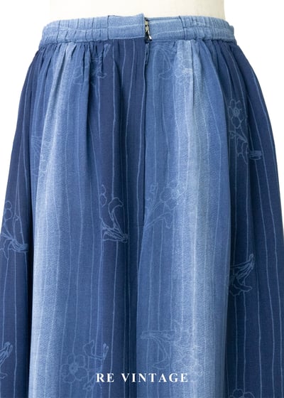 深夜花市漸層藍手繪花朵長裙（24-28"）8