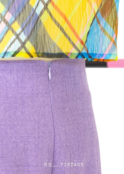 馬卡龍粉紫色高腰西裝褲6