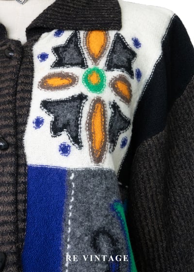 拼貼夢境撞色刺繡針織毛線外套5