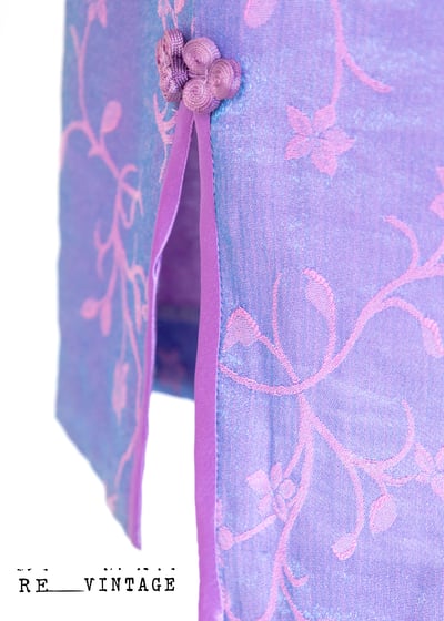 藍紫色珠光小花朵中長裙2