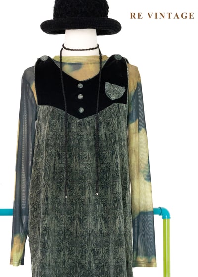 苔影紋路燈芯絨洋裝3