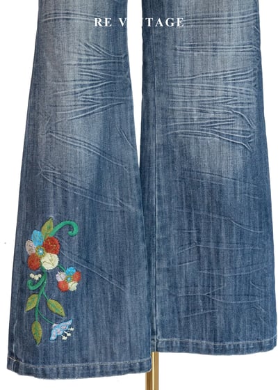 刷洗刺繡花卉牛仔褲（28"）4