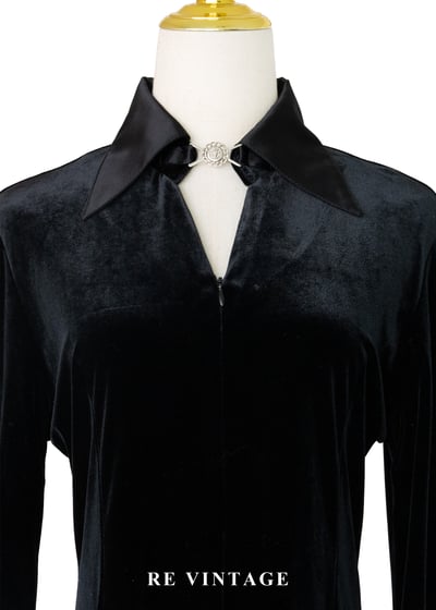 質感單品 - 銀釦靈魂黑絨連身洋裝3