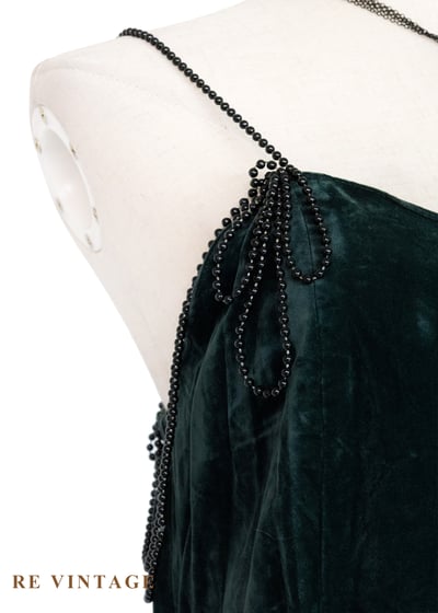 祖母綠精靈女王華麗黑珠細肩帶洋裝5