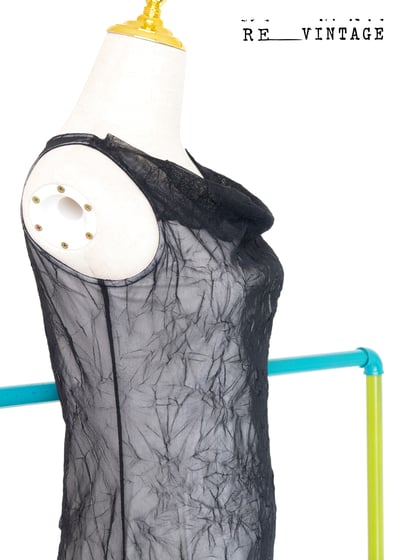 Crinkled 網紗蜘蛛網中長洋裝10