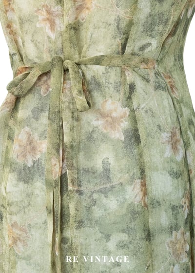 翠谷幽蘭渲染綠碎花長洋裝13