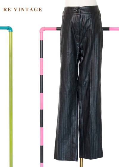 黑皮線條筆直輪廓長褲（31"）1