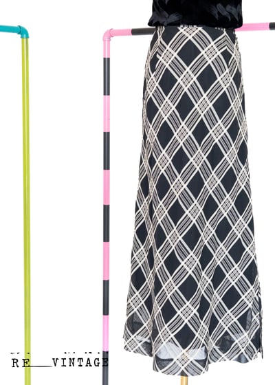 黑白黑白菱格長裙6