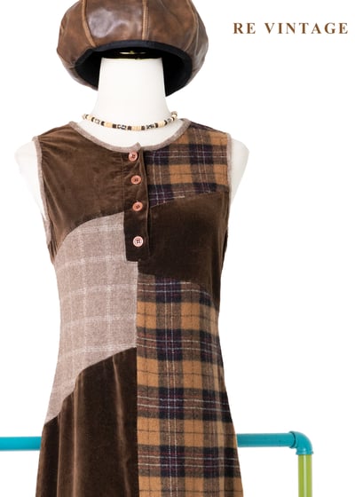 Brown patchwork 毛呢洋裝8