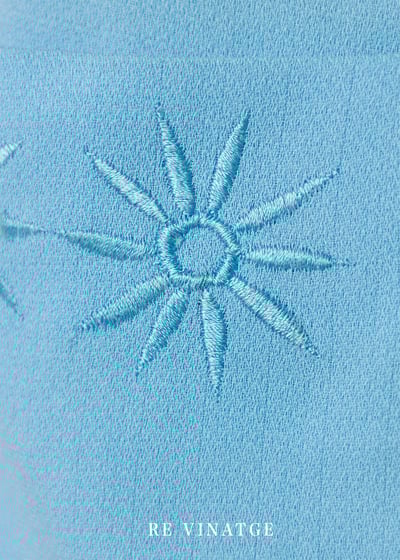 水藍色四朵小花夏日迷你洋裝7