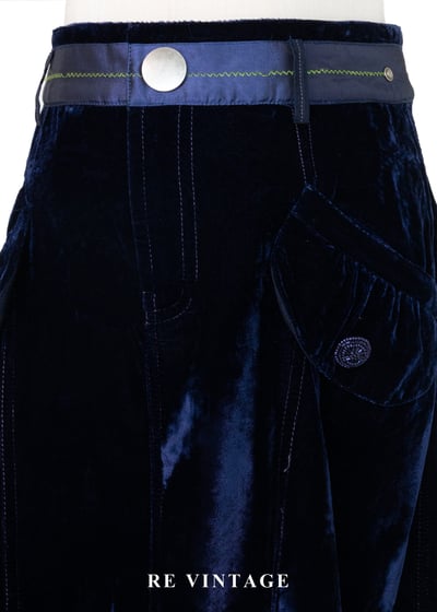 藍絨星光鉚釘短裙（27"）3