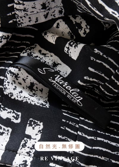 Black & White 幾何手繪筆觸高腰長裙（25"）13