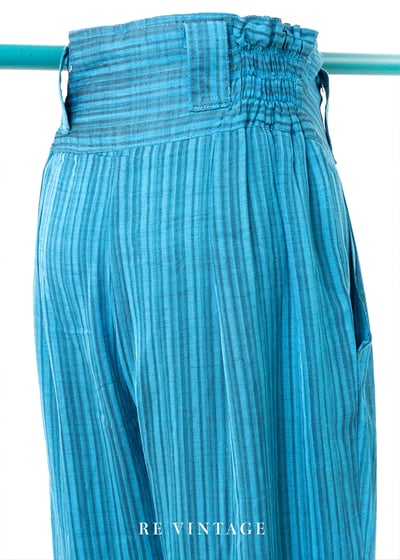 Bohemian 湖水藍線條高腰小腳褲（25"-27")9