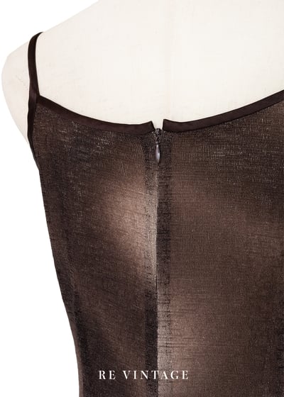 黑咖啡波紋立體拉花細肩帶長洋裝15