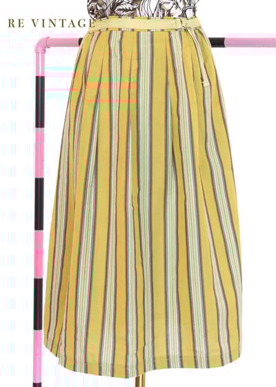 芥末黃線條中長裙（24-26")1