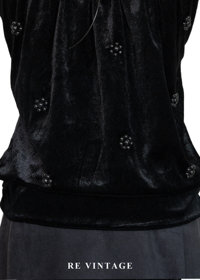 黑絨散落の小花細肩帶背心4